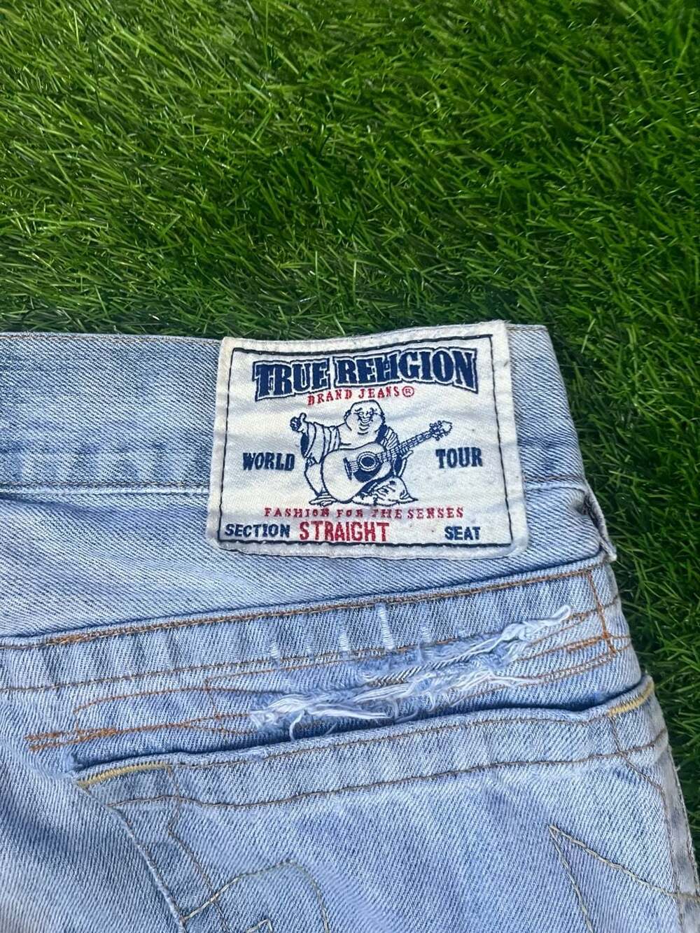 True Religion World Tour Straight Seat Light Wash Denim Jeans